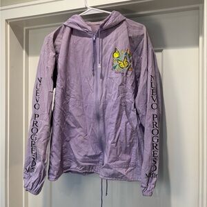 Vintage Purple Hooded Jacket with Butterfly Design